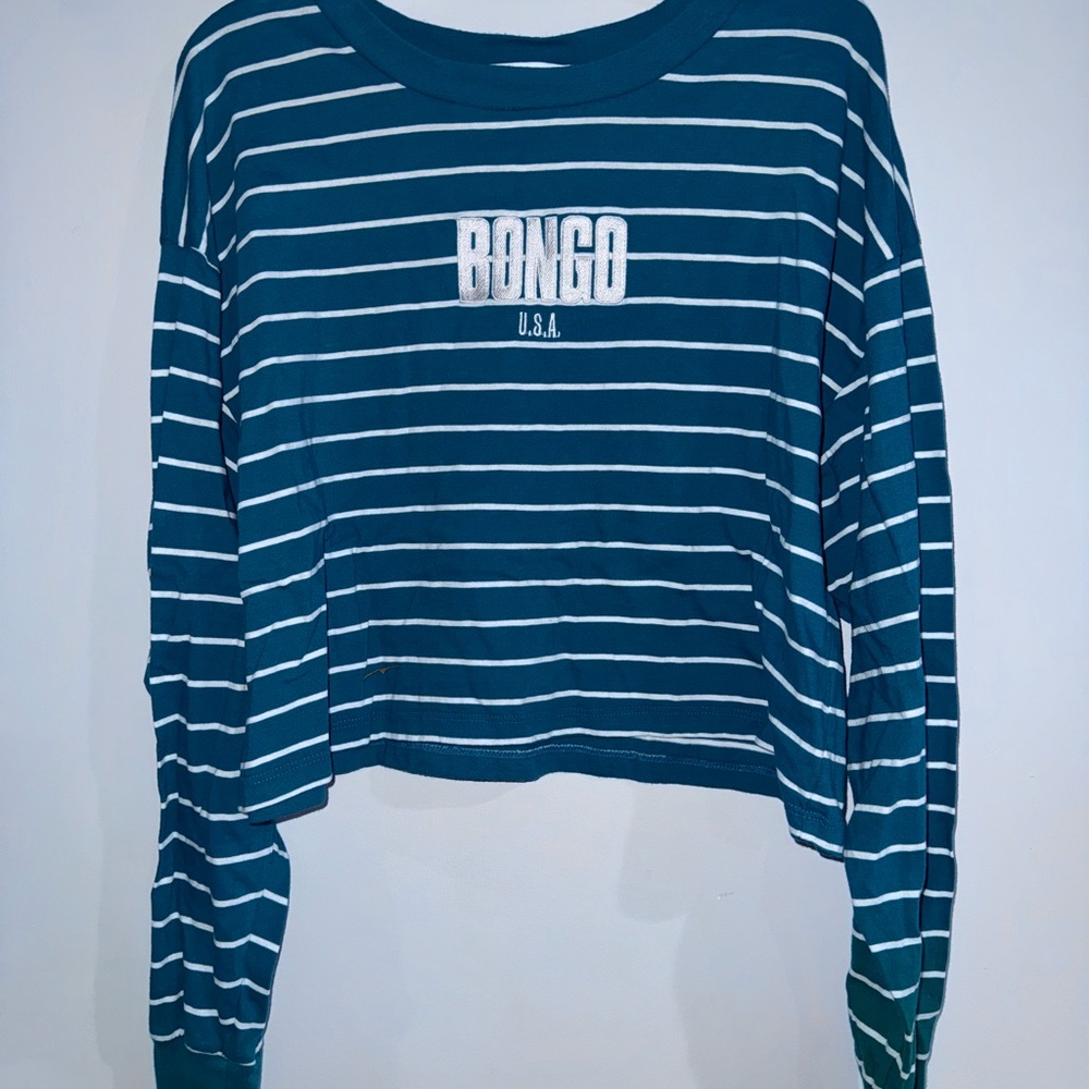 Forever 21 Teal and White Striped Long Sleeve